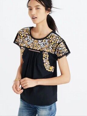 Madewell Springtime Embroidered Top In True Black